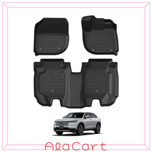 Virauto ホンダ ヴェゼル RV系 3D フロアマット 1列目用＆2列目用 RV3/RV4/RV5/RV6 2021年4月~ VEZEL べェゼル専用設計 カーマット TPE 滑