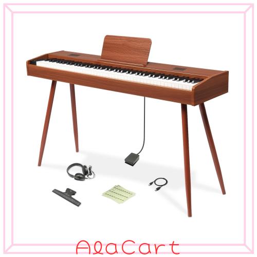【ハンマーアクション鍵盤 木目調モデル】Longeye 電子ピアノ 88鍵 MOLD1X スタンド一体型 本格ピアノタッチ 10W出力 MIDI対応 ヘッドホ