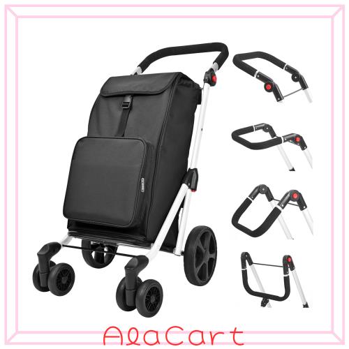 ショッピングカート 6輪 買い物カート 保冷バッグ付き ショッピングキャリー 押す引く２way 45L大容量 買い物 キャリー おしゃれ 軽量 (