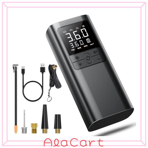 スマート空気入れ エアコンプレッサー 空気入れ 6000mAh大容量 ポータブル空気入れ 電動空気入れ バイク 車 自動停止 最大圧力150PSI