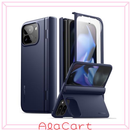 SURITCH Google Pixel 9 Pro Fold対応ケース（キックスタンド、ヒンジカバー、スクリーンプロテクター付き）スリムで頑丈な耐衝撃保護カ