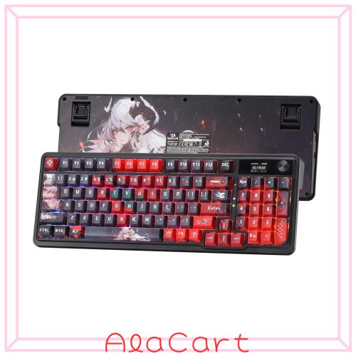 Redragon k719 PROワイヤレスガスケットゲーミングキーボードw/画面＆ノブ,95メカニカルキーボードのキー,簡単に制御1.14 ” tft情報表示,5