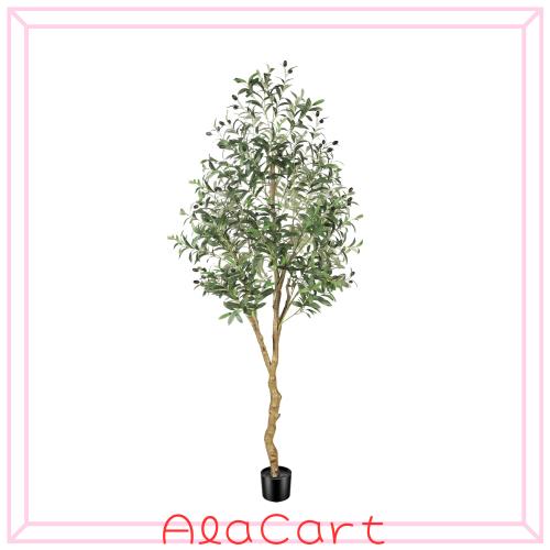 FEELEAD フェイクオリーブの木 高さ122cm グリーン 人工観葉植物