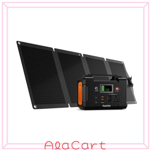 FlashFish ポータブル電源 ソーラーパネル セット 40800mAh/151Wh 家庭用蓄電池 ポータブルバッテリー 大容量 小型 コンパクト 60Wソーラ