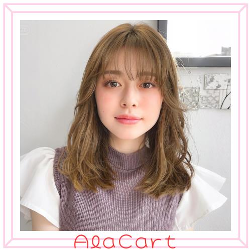 EMMOR 医療用ウィッグ フルウィッグ 人毛ミックス レイヤーカット ミディレングス カール 手植え I型つむじ 超リアル 女性用 かつら レデ