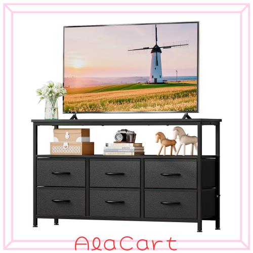テレビ台 tv台 ローボード テレビボード 6引き出し付き収納キャビネット 32~55インチテレビ対応 120×30×68cm ブラック 木製 大容量収納