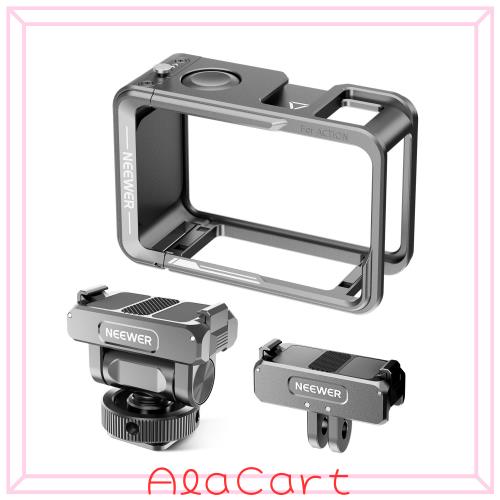 NEEWER アクションカメラケージキット コンパチブル Osmo Action 5 Pro 4 3/マイク ビデオケージ アクションカメラアダプター クイックリ