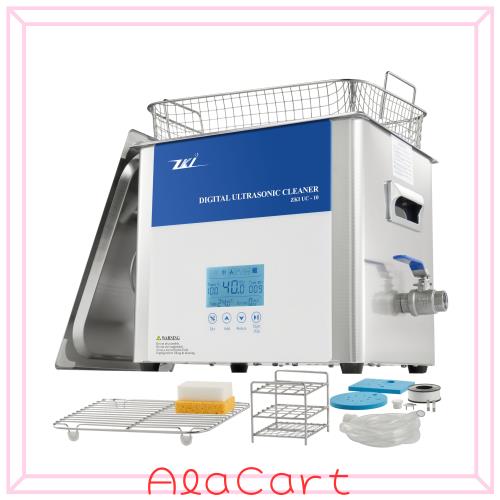 ZKI 10L 超音波洗浄器 600W 加熱・強度・時間調整可 脱気モード搭載 静音設計・超大容量・12時間連続稼働対応 10点付属アクセサリー 実験