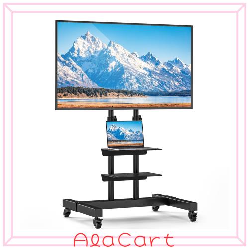 Rfiver テレビスタンド キャスター付き tv stand 二重支柱設計 32~75インチ対応 高さ調節可能 双棚板付き モニタースタンド tvスタンド