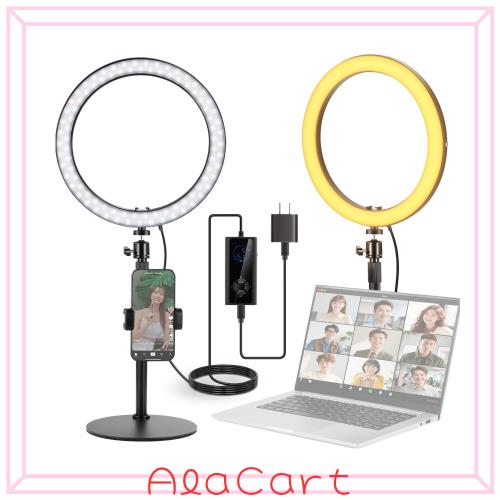 NEEWER 12インチ 卓上リングライト 24W 高出力 led自撮りライト スマホ/ノートパソコン用 卓上スタンド/スマホホルダー付属 バイカラー