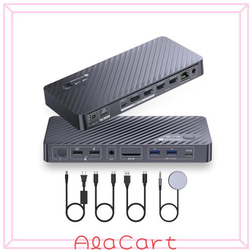 AV Accessドッキングステーションデュアルモニター ノートパソコンとデスクトップ用 KVMスイッチ モニター2台 イーサネット付きコンピュ