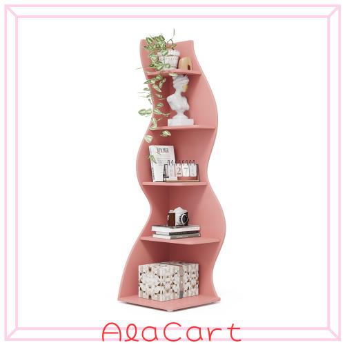 Tribesigns コーナー棚 本棚 コーナーラック オープンラック 収納ラック 幅50？ おしゃれ (ピンク)