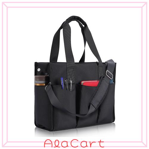 [MASTLU] オフィストートバッグ 教師バッグ ミーティングバッグ 大容量 多いポケット A4書類収納 14インチPC対応 訪問看護 通勤 通学 会