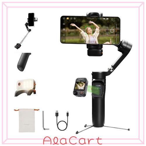 Hohem V3 Ultra AI 自動追跡 3 軸スマホスタビライザー スマートタッチ式カラースクリーンコントローラー搭載 3 色補光ライト付き マグネ