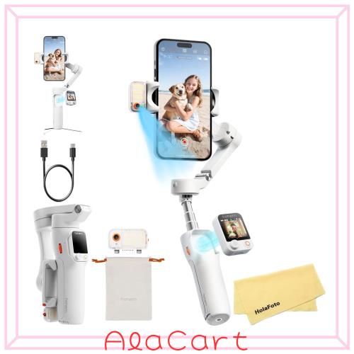 Hohem V3 Ultra ジンバルスタビライザー iPhone Android スマートフォン用 AIトラッキング、内蔵延長ロッド＆三脚、フィルライト、取り外