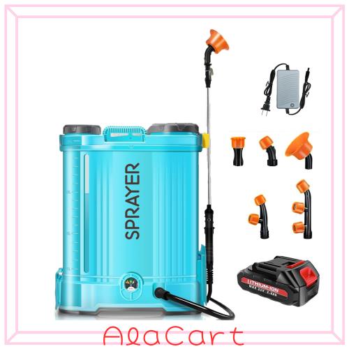 電動噴霧器 (マキタ互換 21V対応) 充電式 背負式16L 混ぜ機能付き 連続自動噴射 互換電池付属 伸縮ノズルレバー/多ノズル対応 静音設計