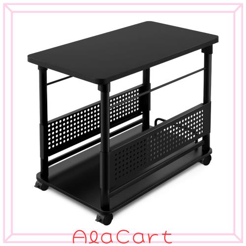 Avocahom 昇降式PCワゴン パソコンラック 幅39×奥行74×高さ59〜78cm E0級素材 CPUスタンド 棚板高さ調節可能 サイドデスク キャスター