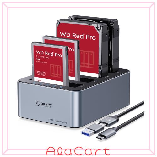 ORICO HDD ケース 4台 20TB*4 オフラインクローニング機能付き HDD スタンド USB 3.2 Gen 1 5Gbpsの転送速度 アルミ HDD ケース 3.5イン