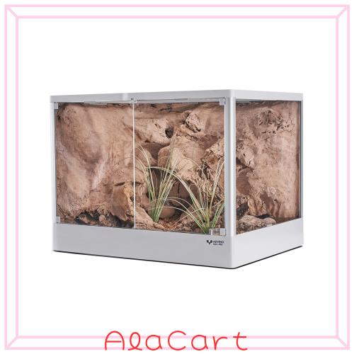 ADVINCI 爬虫類飼育ケージ 60×45×45cm 122L 強化ガラス完全保護 輸送破損防止包装 組み立て式 ダブルロック メッシュ換気 耐衝撃アルミ