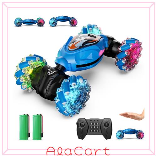 ラジコンカー ジェスチャーラジコン スタントカー 子供向け オフロード 両面走行 360°回転 四輪駆動 2つの制御方法 操作時間40分 RCカー