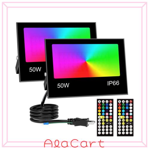 50W RGB LED投光器 リモコン操作 2個セット 防水 IP66 5000LM