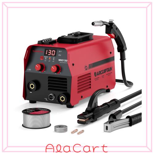 ARCCAPTAIN 溶接機 100v 半自動 最大出力130A 1台3役 MIG130 溶接機 ノンガスMIG/被覆アーク/LIFT TIG対応 電流電圧調整可能 定格使用率6