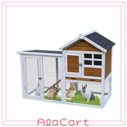 屋外 小動物用ハウス うさぎ小屋 チキンハウス モルモットフェレット用屋外ハウス ハリネズミ ケージ 2層構造 ペットハウス ランニングス