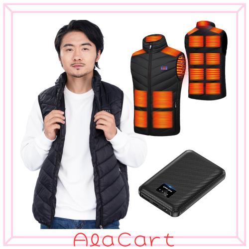 [roasicee] 電熱ベスト ヒーターベスト 30000mAhバッテリー付き DC/USB給電可 3段温度調整 レディース メンズ 速暖 洗える