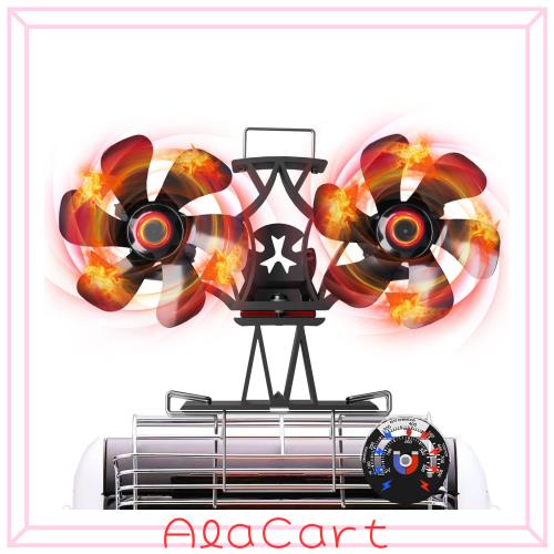 Signstek ストーブファン 石油ストーブ ファン 薪ストーブ 扇風機 双頭 静音 【ブラケット＆磁気温度計付き】 キャンプ用 エコストーブ 火