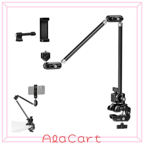 NEEWER 75cmマジックアーム 関節式ブームアーム 調整可能 スーパークランプ/アクションカムマウント/スマホホルダー付き 俯瞰撮影 カメラ