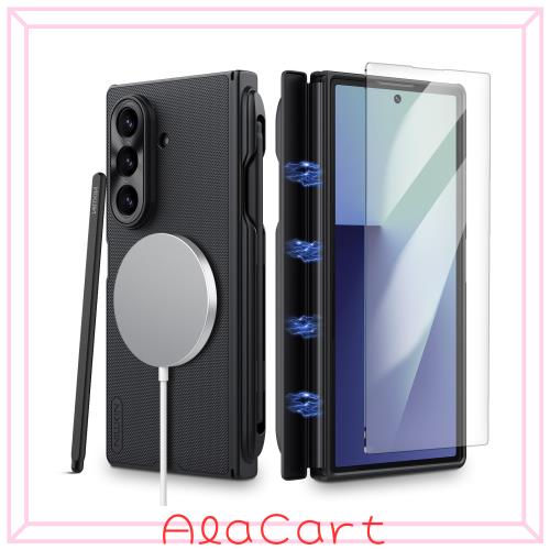 Nillkin 【ペン付き】Galaxy Z fold7対応ケース 強化ガラスフィルム付き ヒンジ保護 耐衝撃 ワイヤレス充電対応 マグネット吸着 ギャラク