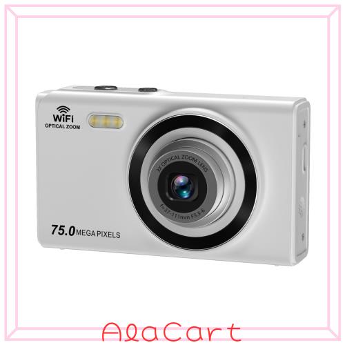 YULINJIA デジカメ 3倍光学ズーム スマホに送れる 4K デジタルカメラ WIFI転送機能 7500万画素 64GBマイクロSDカード付き グリッド表示