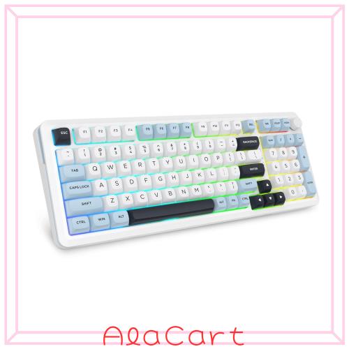 e元素 Z-98ワイヤレスメカニカルキーボード BT/有線/2.4G 3つ接続対応 テンキー付き98キー 銀軸 クリーミーな音質 テンキー付き ガスケッ