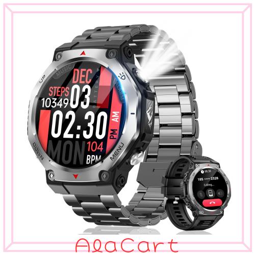 スマートウォッチ【2025新登場 軍用規格】 Bluetooth通話 Line/メッセージ通知 1.43インチ Super AMOLEDディスプレイ 525mAh長持ちバッテ