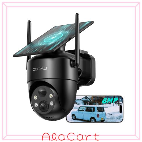 COOAU 防犯カメラ 屋外 ソーラー 800万画素 4K 人感センサー 13,515円