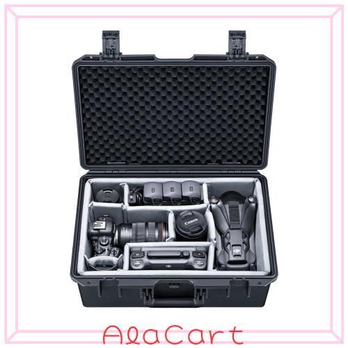 Lykus PVC2 防水ハードケース パッド入りケース 仕切り付き カメラ、レンズ、2つの DJI Mavic/Air/Mini/Flip ドローンに適用【ケースのみ