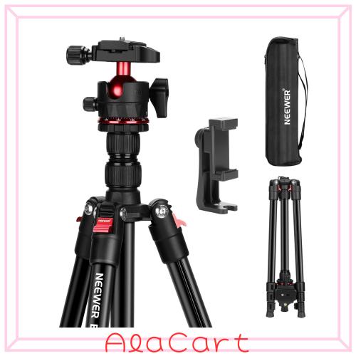 NEEWER BASICS カメラ三脚 トラベル三脚 182cm コンパクト 軽量 ポータブルDSLRカメラスタンド ボールヘッド/アルカ型QRプレート/スマホ