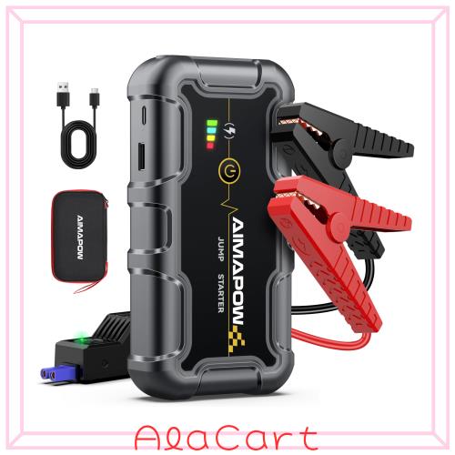 AIMAPOW ジャンプスターター 6000A (すべてのガソリン車・10.0Lディーゼル車対応) 12V 車用エンジンスターター 車緊急始動 モバイルバッ