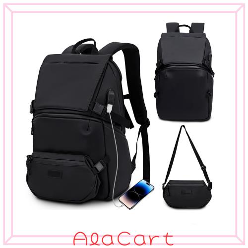 lovvento オーバーレイ リュック 16インチPC対応 25L ポーチ付き 2点セット ブラック