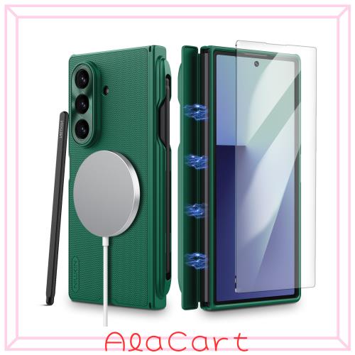 Nillkin 【ペン付き】Galaxy Z fold7対応ケース 強化ガラスフィルム付き ヒンジ保護 耐衝撃 ワイヤレス充電対応 マグネット吸着 ギャラク