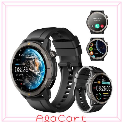 AGM スマートウォッチGPS内蔵1.43インチAMOLED大画面 Bluetooth通話機能付き iPhone対応活動量計 腕時計 着信・メッセージ通知 音楽再生