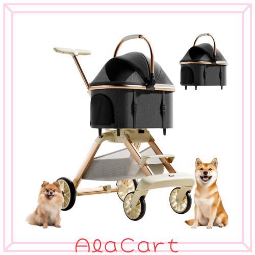 CozyMeow 愛玩動物手押し車 引き分ける型 取りはずし能力のある 4輪 犬 手押し車 多頭 小型犬 中型犬 耐荷重30KG 折りたたみ能力のある 軽さ 乳母車 飼い犬 バギ