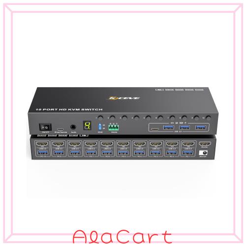 KCEVE HDMI KVM切替器 10入力1出力 4K@60Hz EDID機能 手元スイッチ付き 17,642円