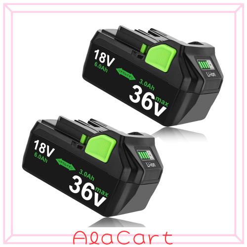 Powayup 互換 ハイコーキ BSL36A18 バッテリー 3.0Ah 18V/36V 2個セット グリーン