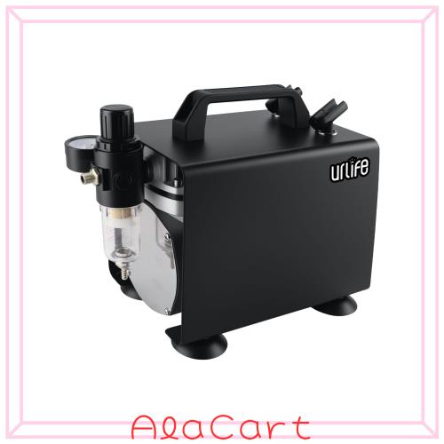 urlife コンプレッサー 小型 A4の半分でも 高圧域 安定供給 最大圧0.4MPa 対応 精密無段階調圧 0-57PSI 47dB 静音 吐出23-25L/min 据え置