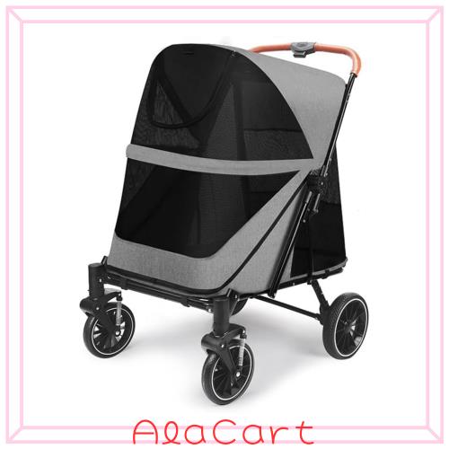 Athvcht ペットカート折りたたみ式 キャスター付き 360度回転[60*83*108CM/カラー：グレー ]犬用ベビーカー組み立て簡単 小型/中型/大型