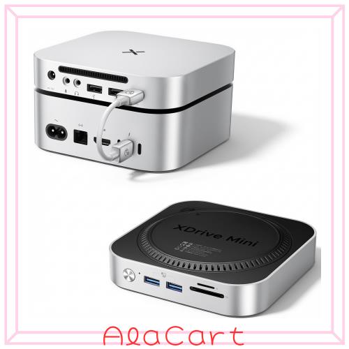 iDsonix Mac Mini M4 ドック（M.2 NVMe/SATA SSDエンクロージャ搭載）、USB A 10Gbps×2、USB A 5Gbps×2、TF/SDカードスロット、3.5mmオ