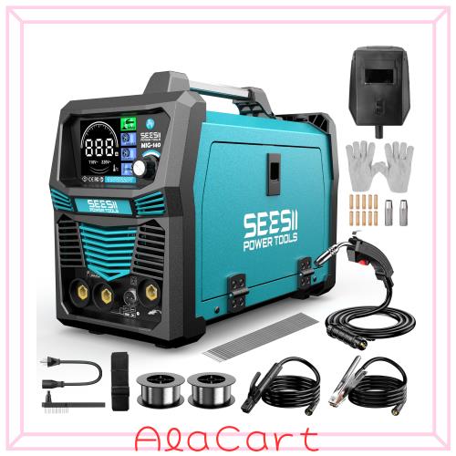 SEESII 溶接機 半自動 100V/200V両対応 1台3役（ノンガスMIG・被覆アークMMA・LIFT TIG） LED液晶ディスプレイ 最大出力140A 定格使用率6