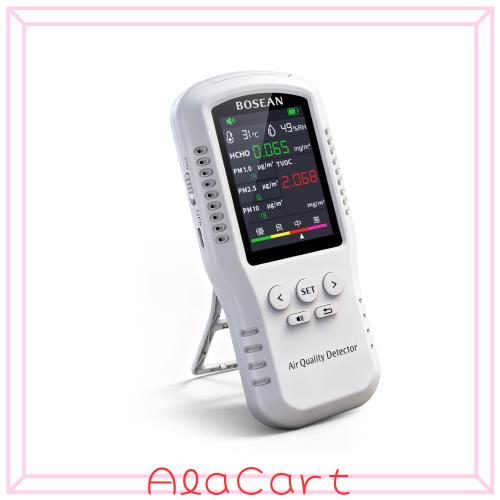 BOSEAN 空気測定器 PM2.5 TVOC HCHO 温度湿度 4段階表示 USB充電