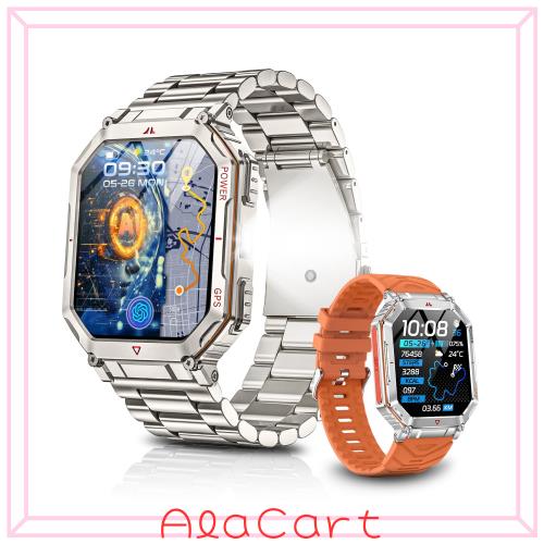 スマートウォッチ【2025最新進化 ChatGPT搭載 AI文字盤 内蔵GPS】高輝度懐中電灯 2.01インチ大画面 Bluetooth5.3通話 LINE/メッセージ通